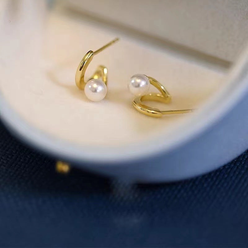 Boucles d'oreilles à aiguilles en argent Sterling sauvage, Style froid Simple, boucles d'oreilles géométriques en forme de perle