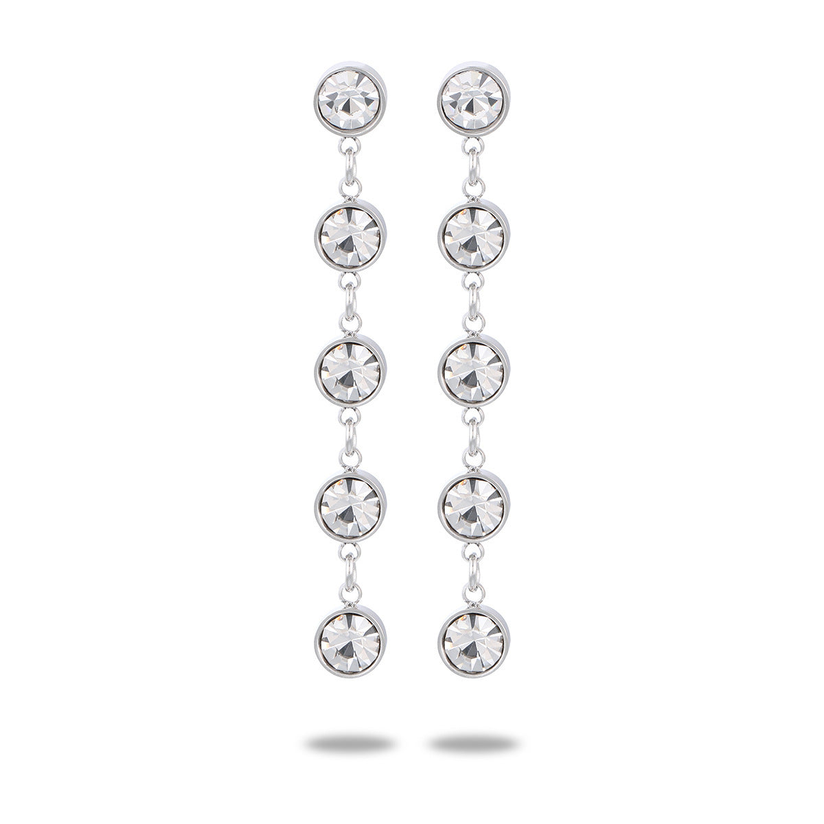 Boucles d'oreilles en acier titane avec pompon en Zircon de couleur pour femmes