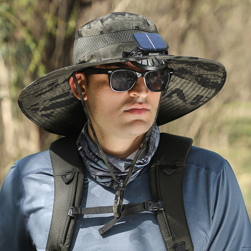 Outdoor Solar Rechargeable Wide Brim Fan Hat