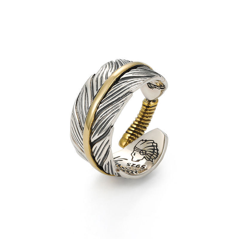 Bague en plumes pour hommes, rétro, tendance, assortie avec tout, Design d'intérêt spécial