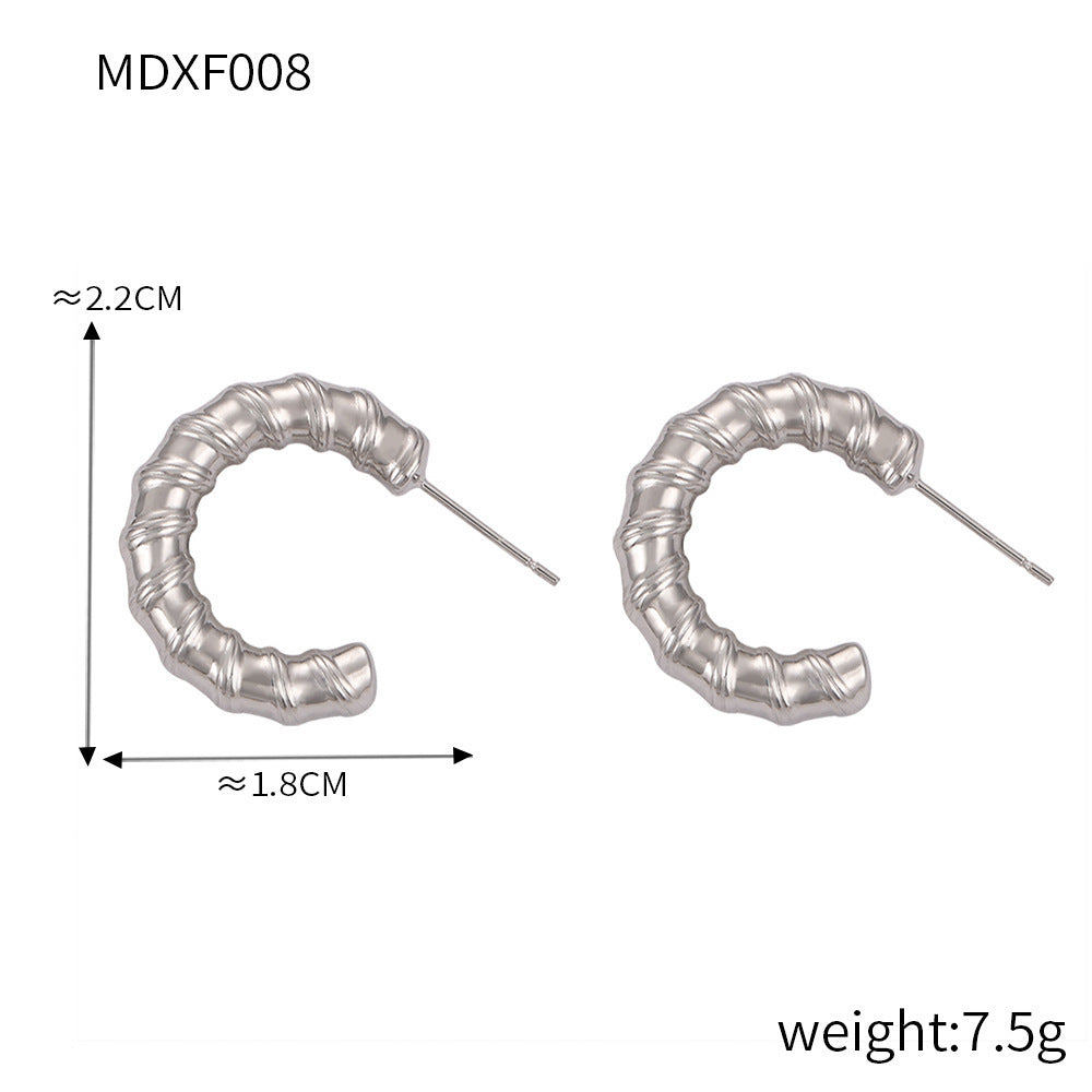 Boucles d'oreilles en forme de C en acier titane plaqué or 18 carats