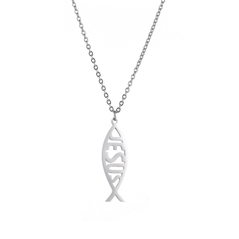 Collier à pampilles simple avec mots d'amour de poisson mignon