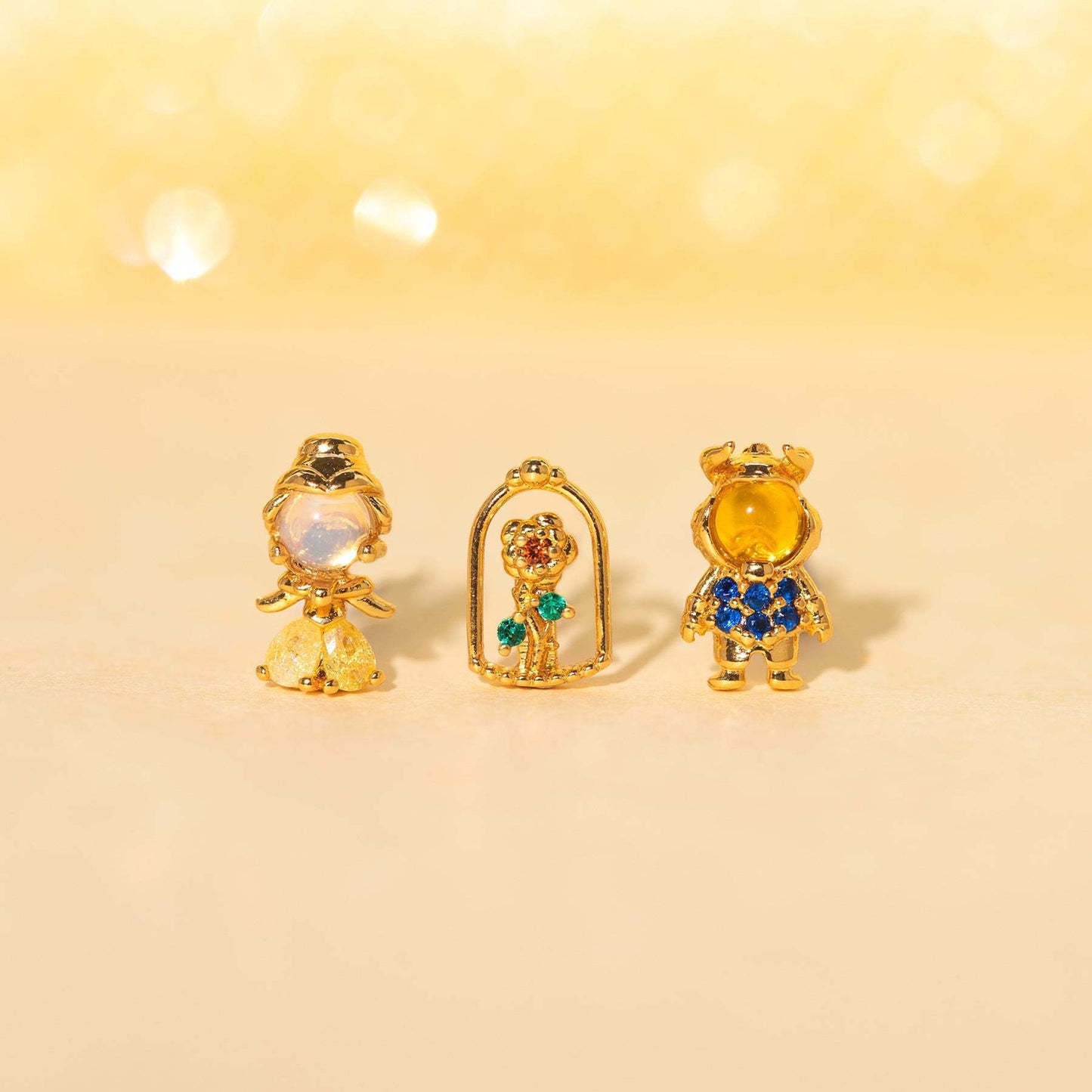 Boucles d'oreilles trois pièces de dessin animé, boucles d'oreilles de costume