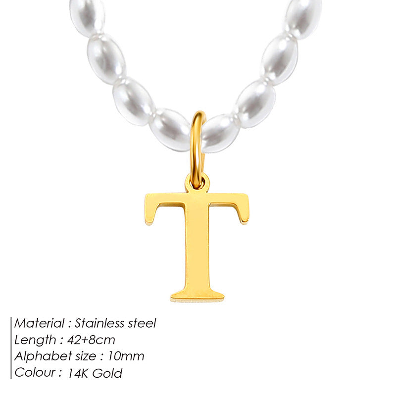 Collar de letras de acero inoxidable con diseño minoritario de lujo ligero