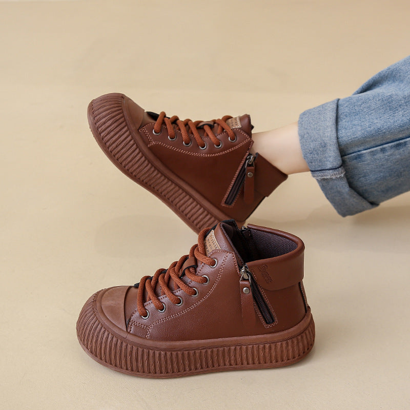 Chaussures blanches à fermeture éclair latérale pour femmes, chaussures de skate de sport décontractées