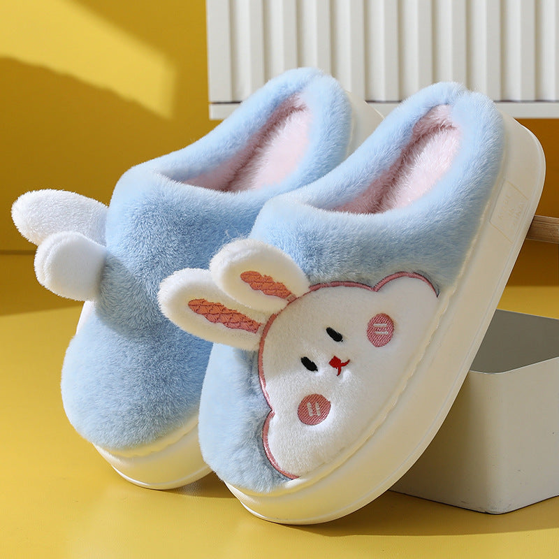 Silencieux anti-dérapant maison dessin animé mignon maison thermique coton pantoufles hiver