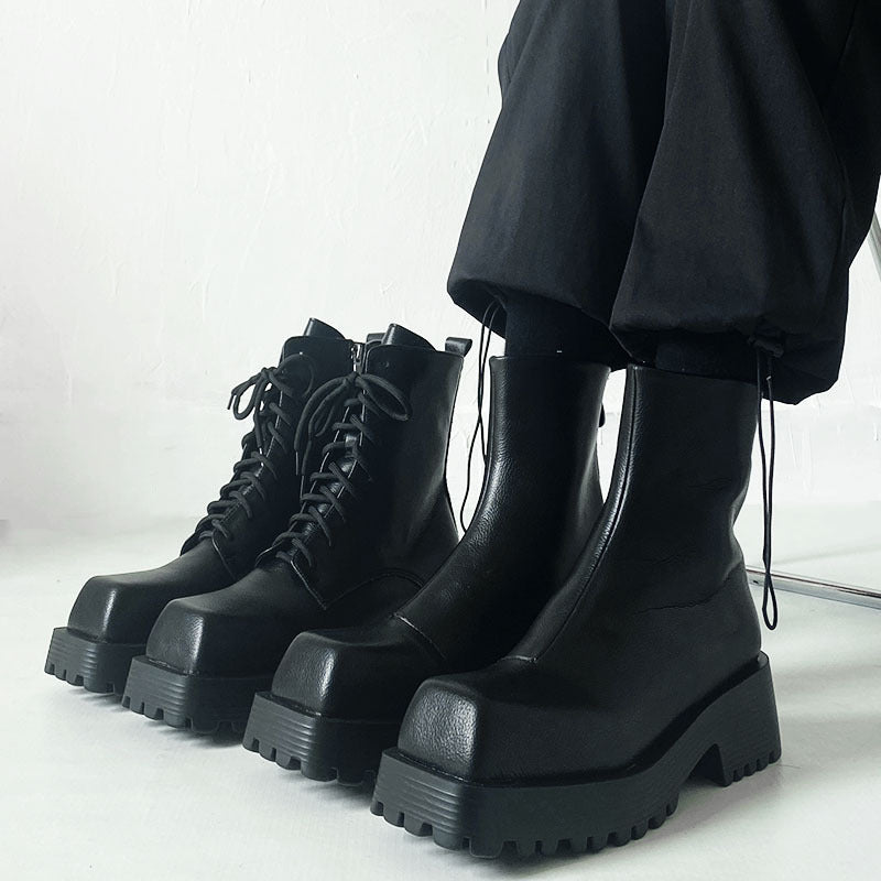 Botas Martin con punta cuadrada y plataforma a la moda para hombres y mujeres