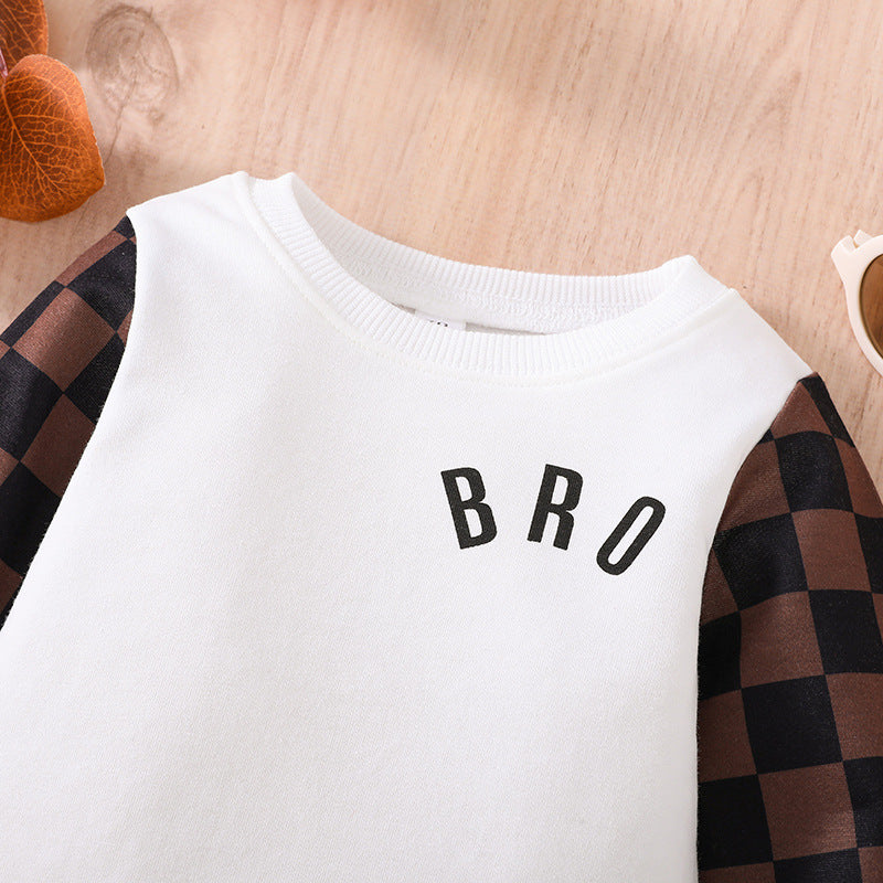 Sudadera a cuadros de moda para bebés y niños pequeños Tops de manga larga de otoño