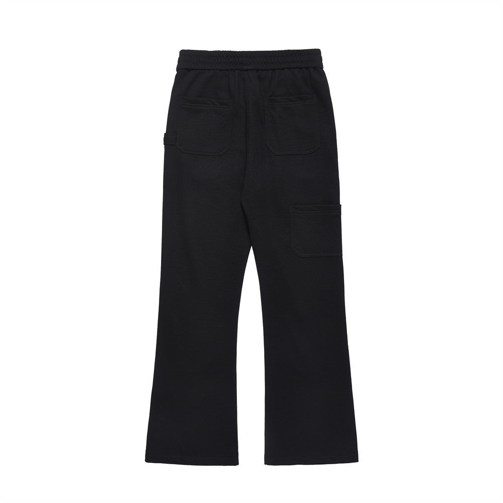 Men's Solid Color Casual Elastic Waist Wide Leg Loose Track Sweatpants