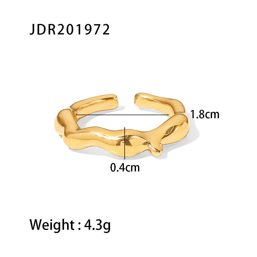 Non-irregular Geometric Line Ring Female Ins