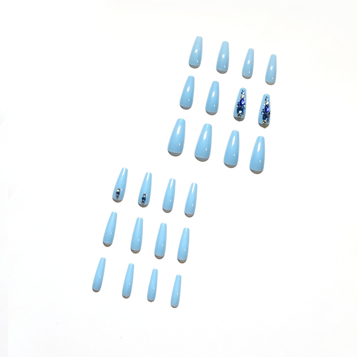 Fake Nails Full Diamond Series Wear Dark Blue White