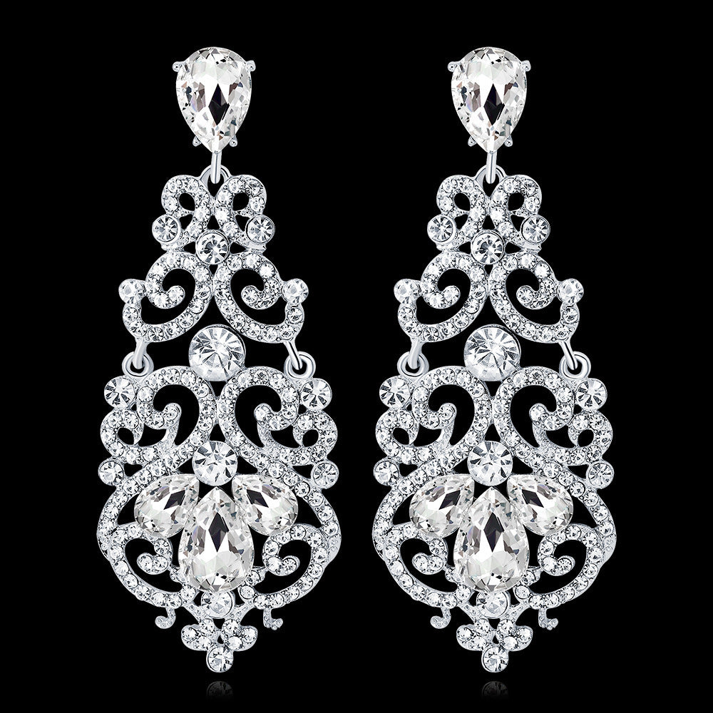 Women's Fashionable Alloy Diamond Crystal Earrings