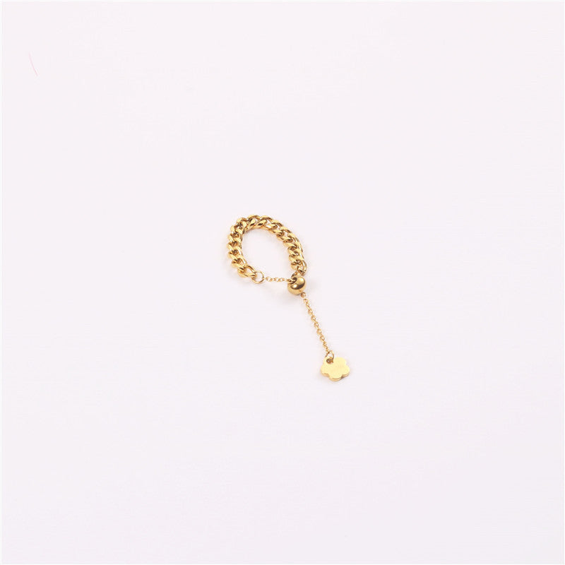 Bague à chaîne épaisse Simple européenne et américaine pour femme, influenceur en ligne, mode tempérament, traction réglable