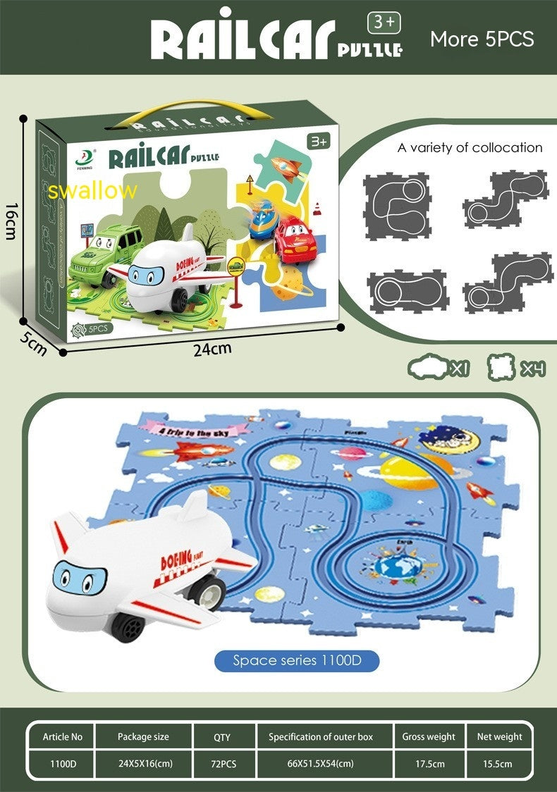 Puzzle pour enfants, vitesse de chemin de fer électrique, assemblage de voiture électrique automatique, scène de ville, Construction, jouet éducatif, cadeau