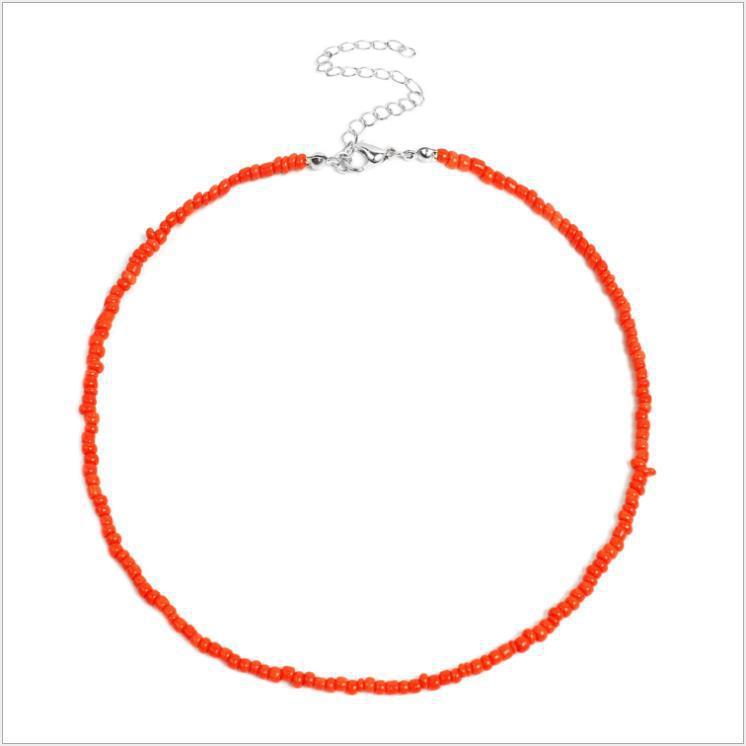 Collier pour femme en perles de verre blanc naturel, doux et simple