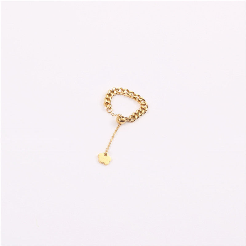 Bague à chaîne épaisse Simple européenne et américaine pour femme, influenceur en ligne, mode tempérament, traction réglable