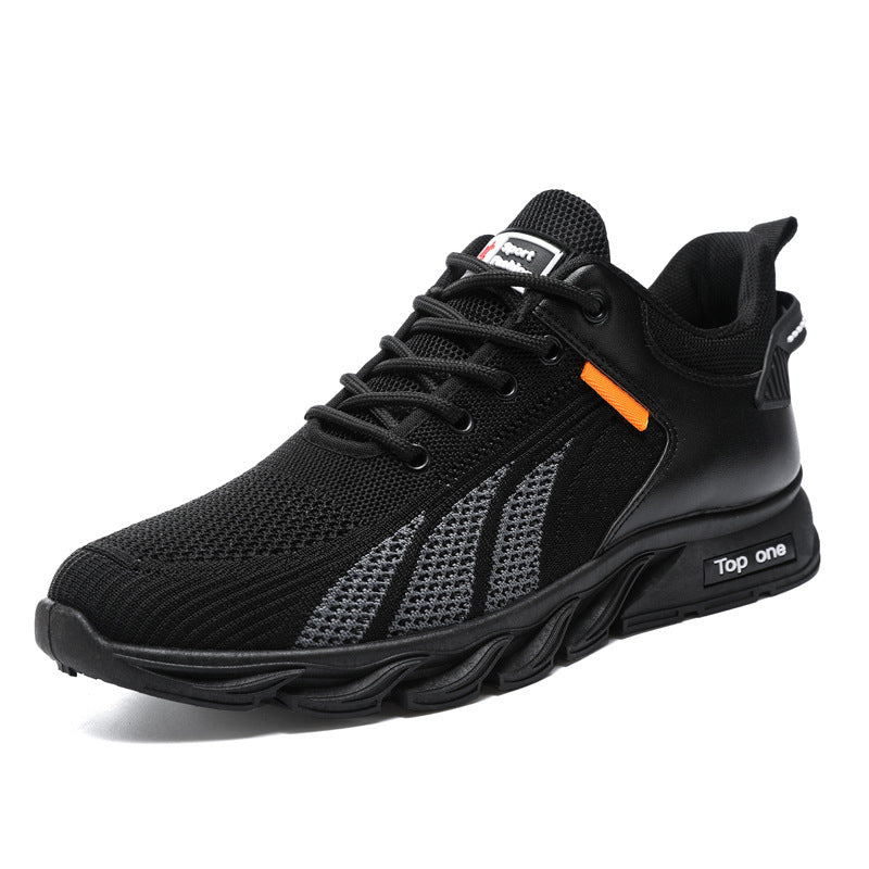 Zapatos de Malla para Hombre, Zapatillas de Deporte con Cordones y Bloques de Color de Punto con Mosca, Zapatos Deportivos Informales, livianos y Transpirables