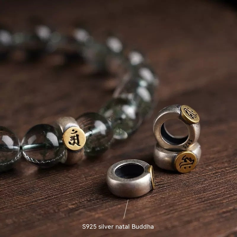 Natural Authentic Zodiac Silver Eight Patron Saints Single Circle Crystal Bracelet