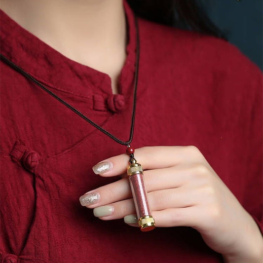 Cinnabar Pendant Women's Natural Cinnabar Stone Powder Necklace