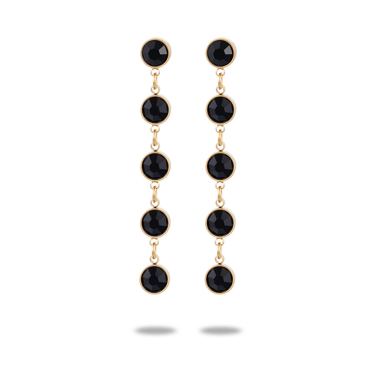Boucles d'oreilles en acier titane avec pompon en Zircon de couleur pour femmes