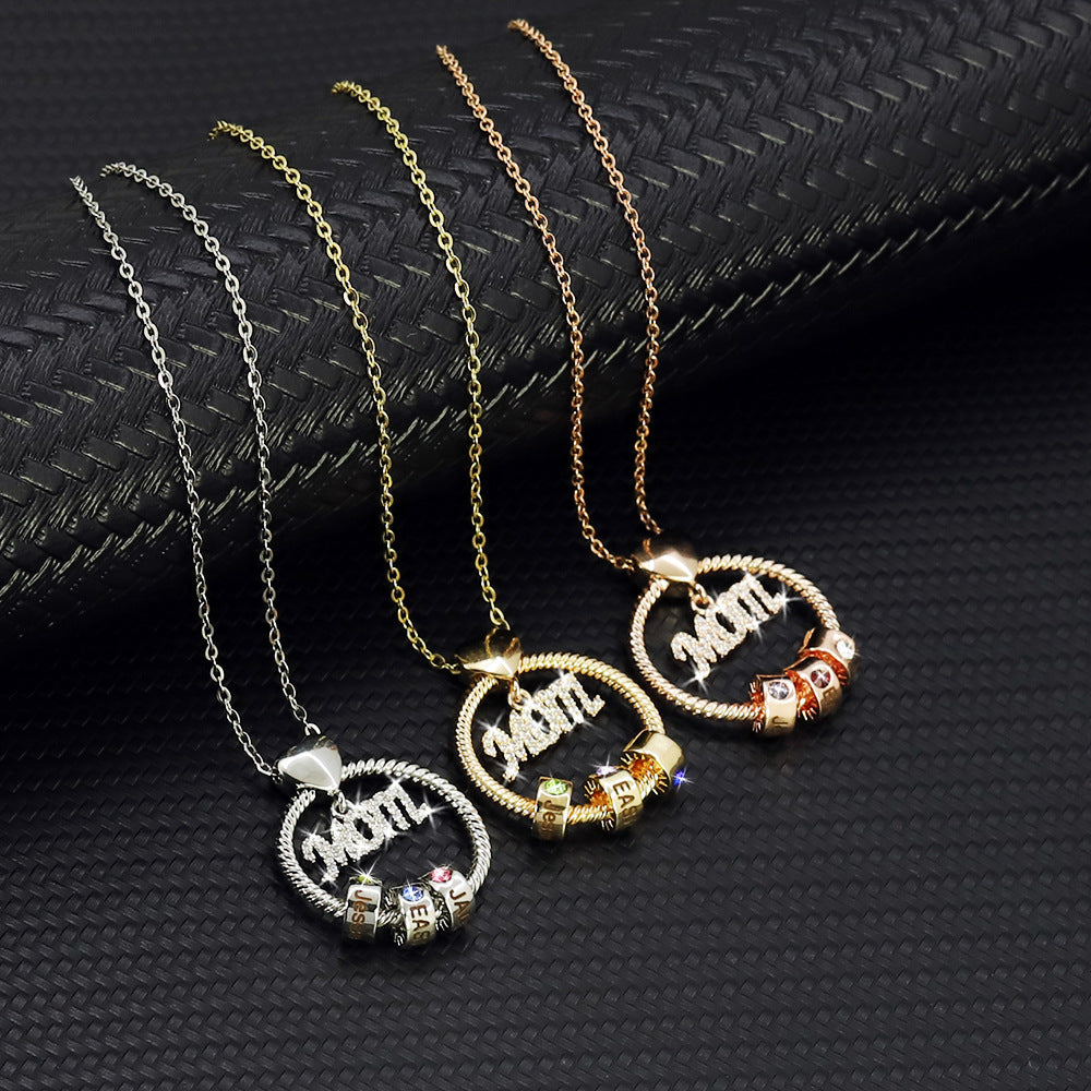 Collier en pierre de 12e anniversaire avec diamant gravé pour femme