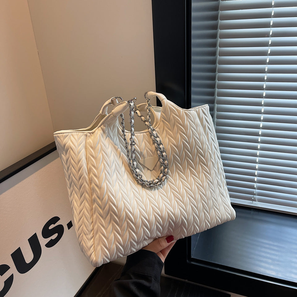 Sac à bandoulière grande capacité avec chaîne plissée pour femme