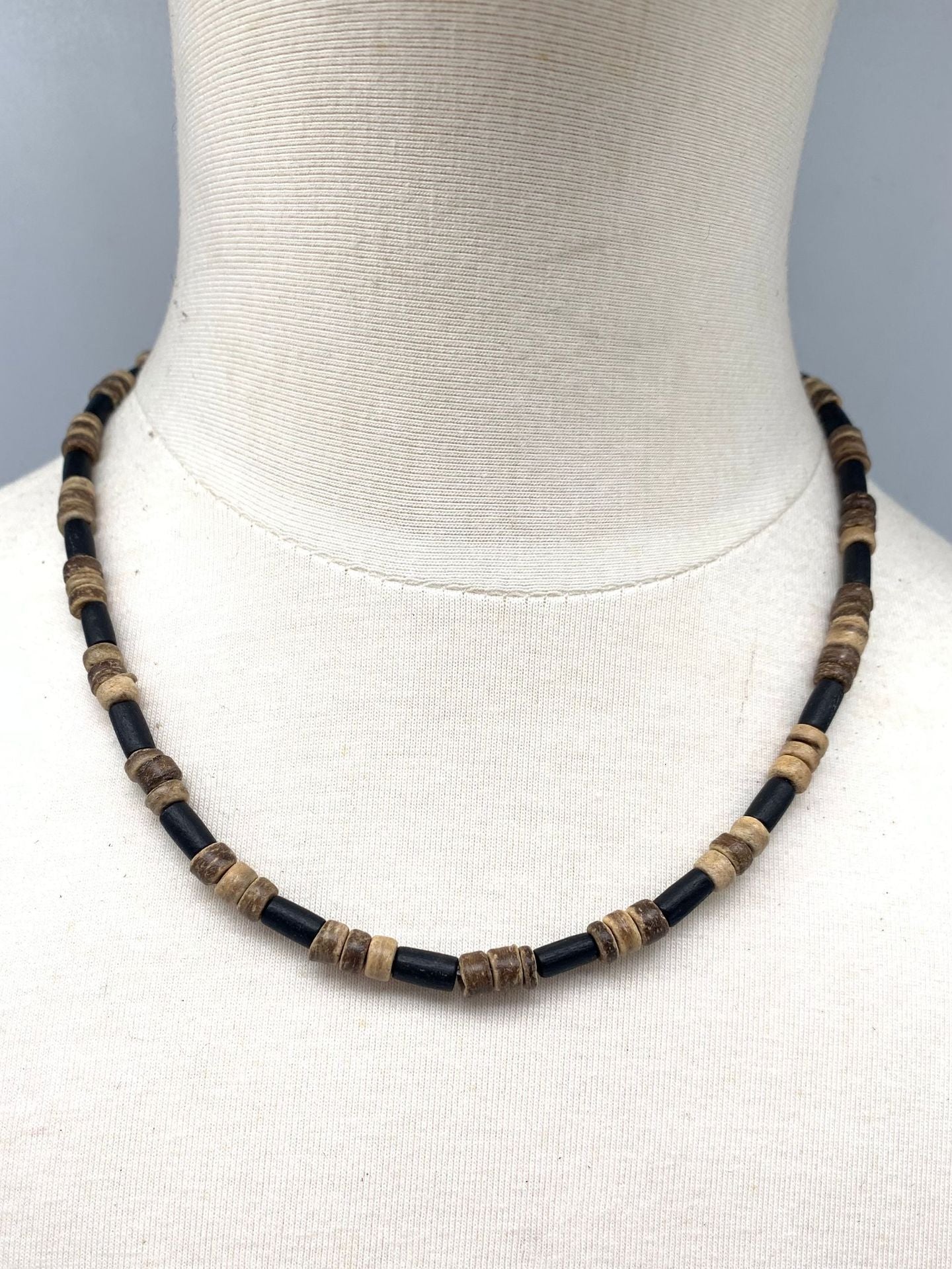 Collar de turquesa y carbón de cáscara de coco Accesorios de acero inoxidable