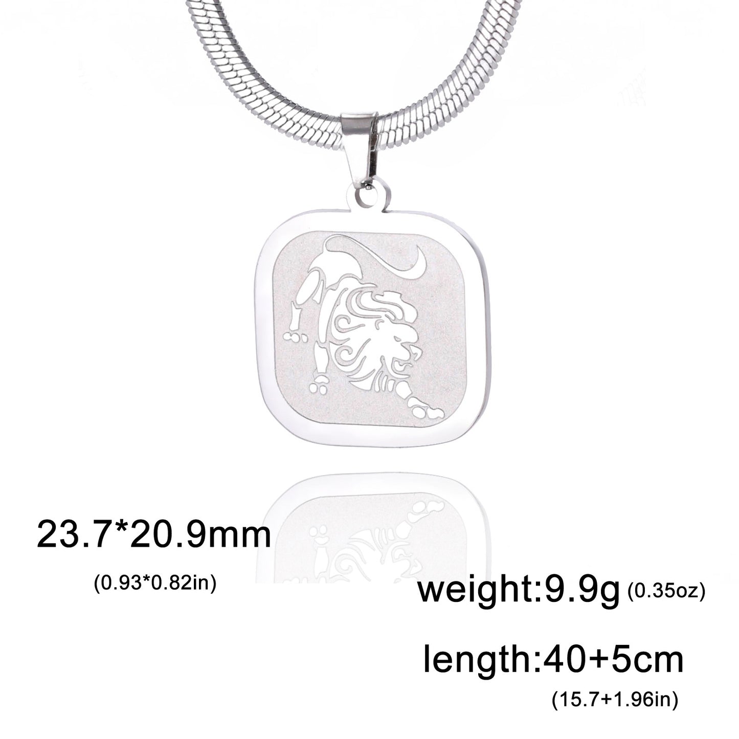 All-match Twelve Constellation Small Square Brand Stainless Steel Necklace