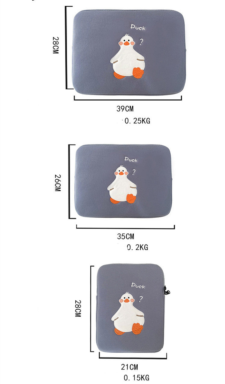 Étui pour tablette de conception de niche avec broderie de canard mignon de dessin animé