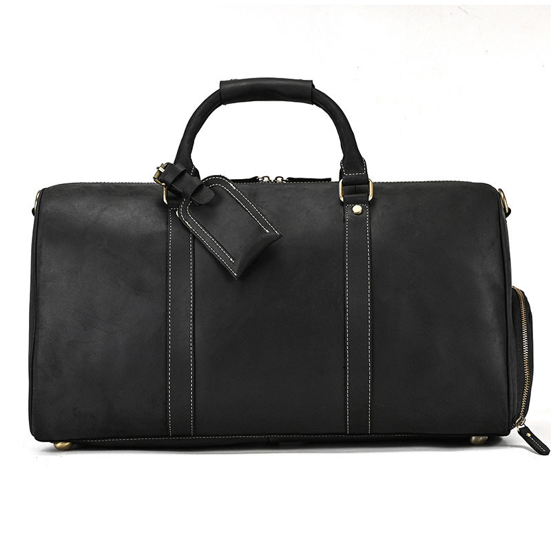Sac à bagages imprimé Vintage, couche supérieure en cuir de vache, sac à main de loisirs, sac de sport