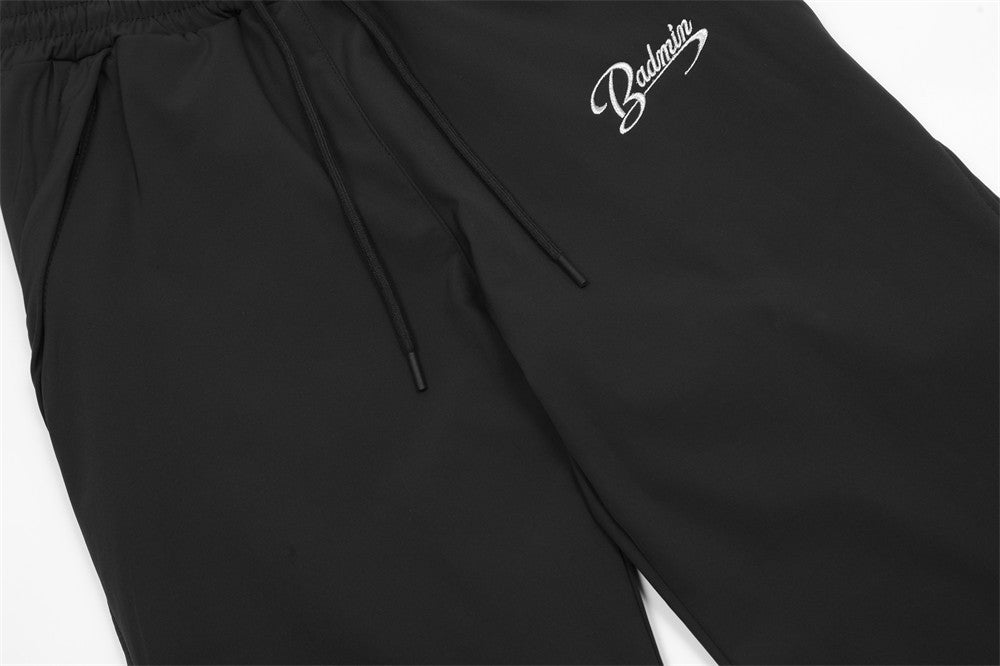 Ribbon Contrast Color Fleece-lined Pants Men's Warm