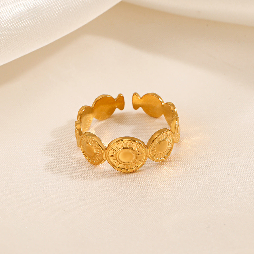 Geometric Round Opening Adjustable Ring