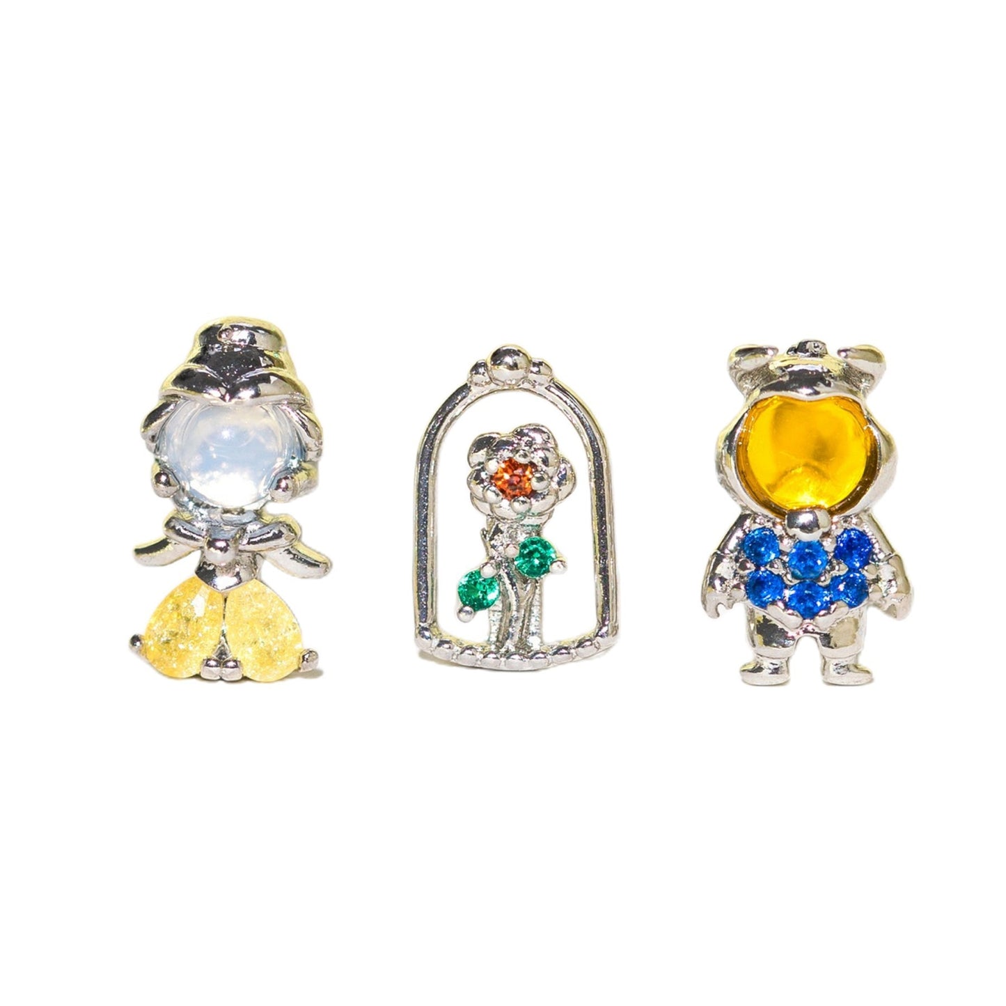 Boucles d'oreilles trois pièces de dessin animé, boucles d'oreilles de costume