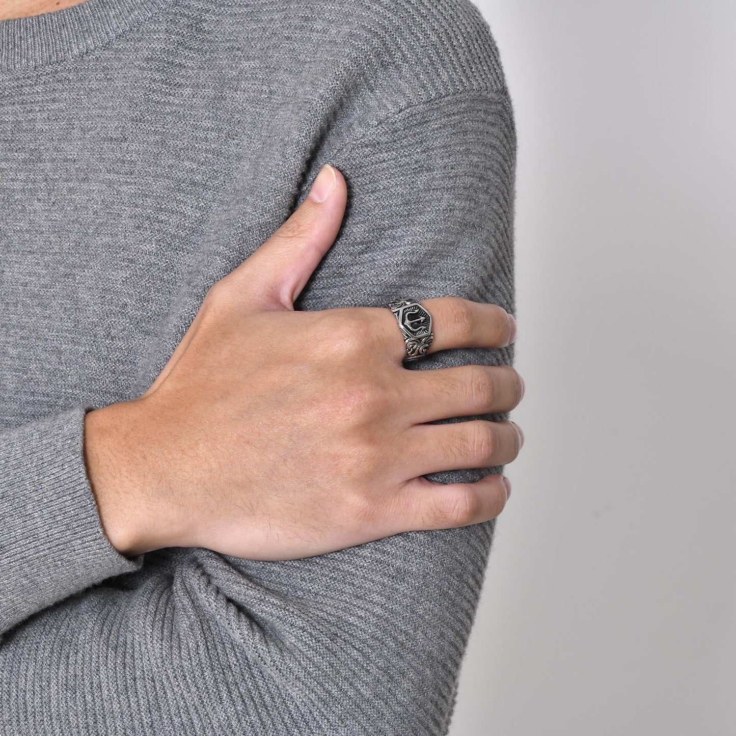 Bague en acier inoxydable, bague trident Xiangyun