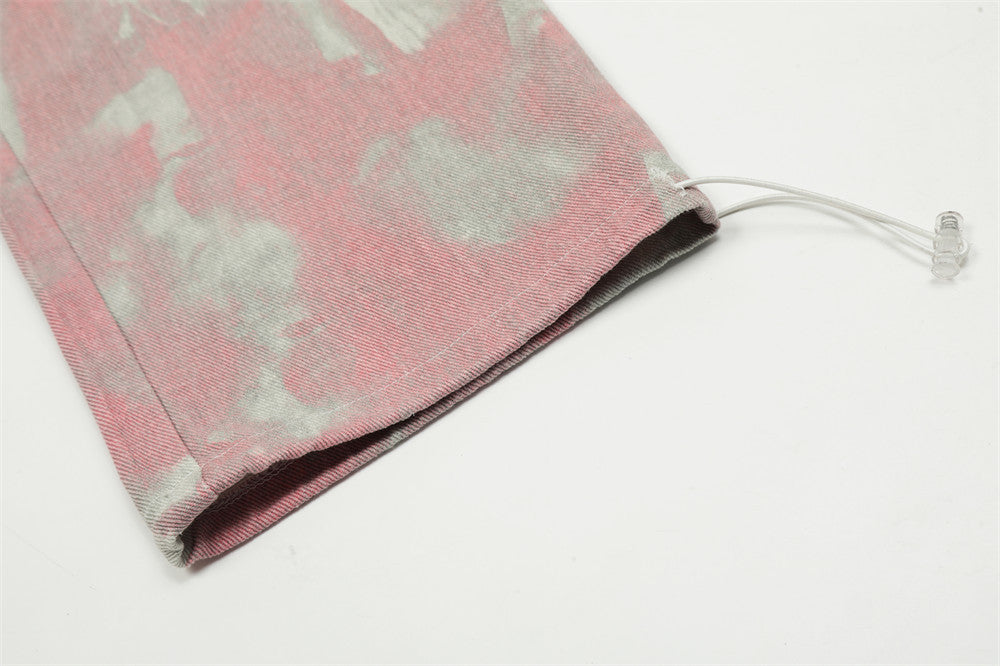 Tie-dye Camouflage Workwear Straight-leg Trousers Men