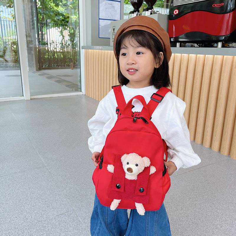 Mochila escolar de jardín de infantes con osito lindo de dibujos animados