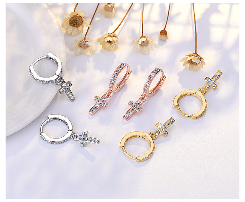 Boucles d'oreilles croisées en Zircon pour femmes