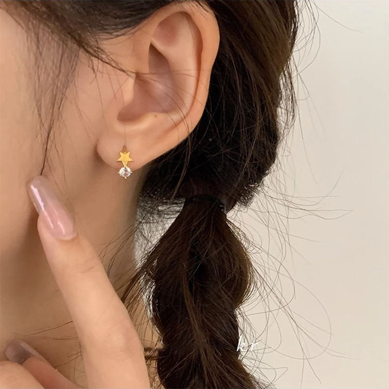 925 Sterling Silver Needle Pearl Stud Earrings Women's All-match Refined Simple