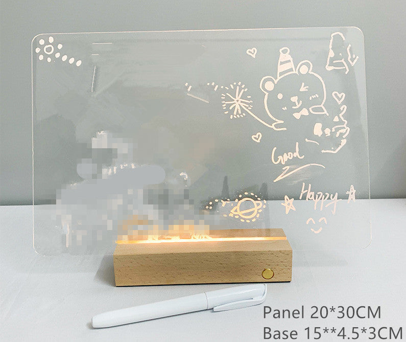 Petit tableau blanc effaçable de message de tableau de note acrylique lumineux transparent
