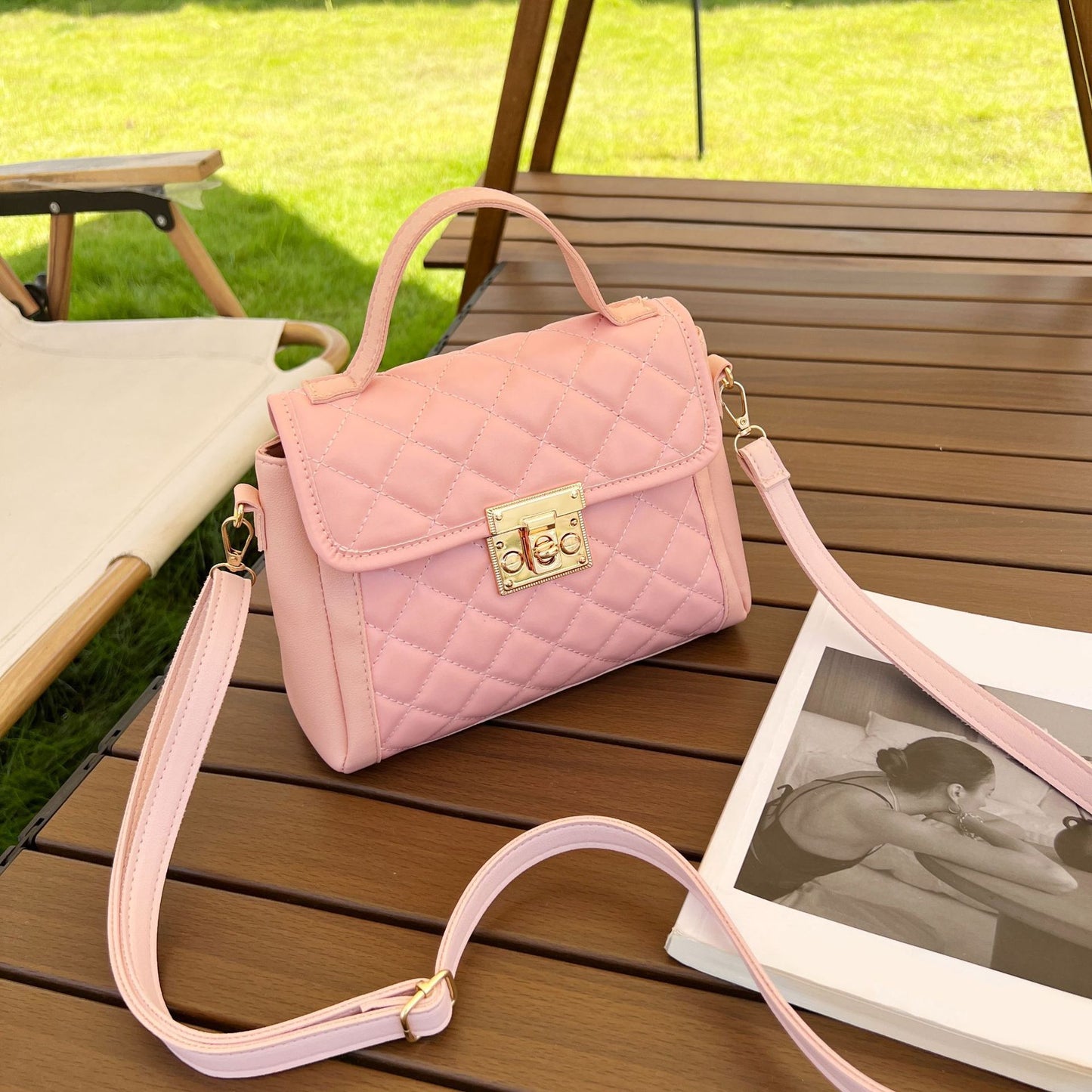 Sac à bandoulière en losange pour femmes, sac à main tendance en PU