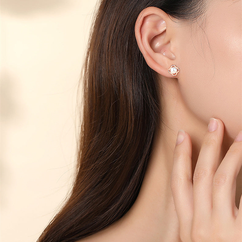 Boucles d'oreilles simples de style classique en argent sterling 925 pour femmes