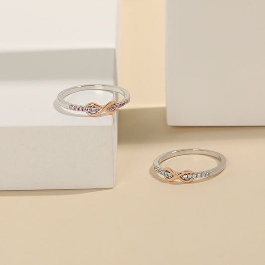 Women's Fresh Lucky 8 Words Inlaid Zircon Simple Fashion Trending Women's Ring