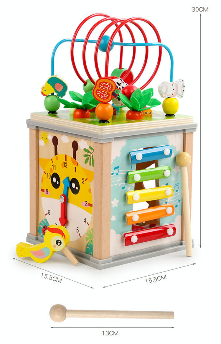 Puzzle multifonctionnel de coffre au trésor en bois pour enfants
