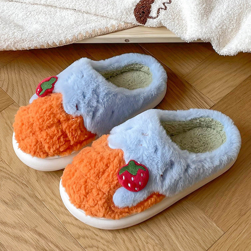 Pantoufles d'hiver en coton antidérapantes pour femmes, pantoufles d'intérieur en peluche pour la maison