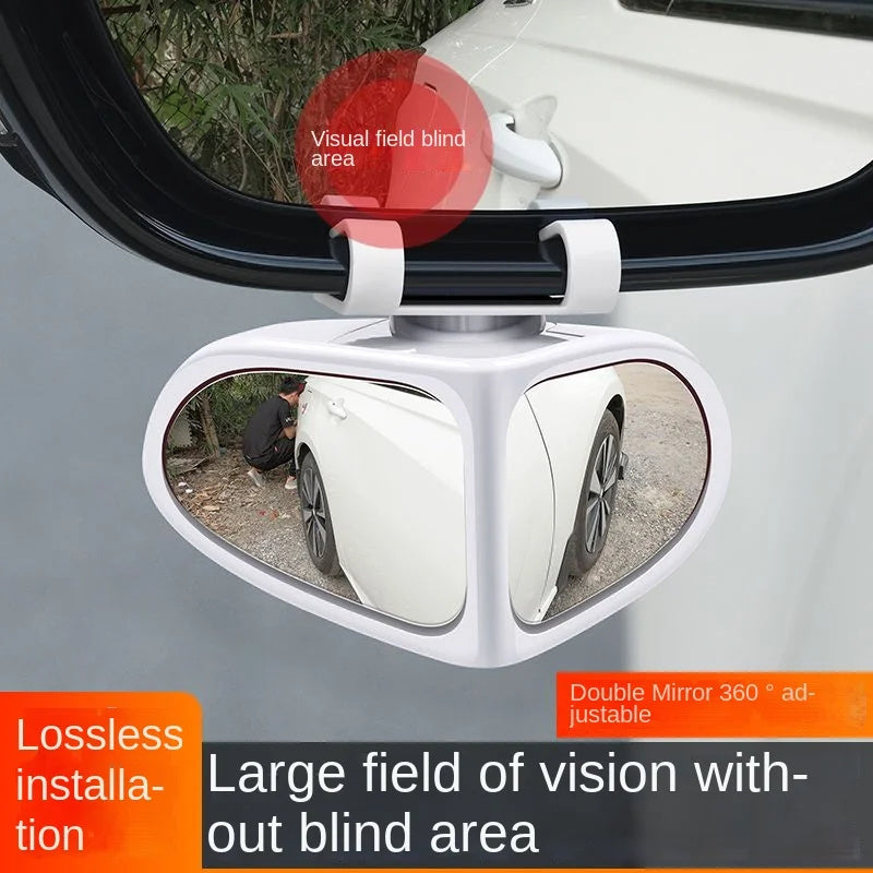 Petit rétroviseur rond de voiture, rétroviseur grand angle pour roues avant et arrière, rétroviseur auxiliaire double face, rétroviseur latéral grand angle réglable à 360 ° pour voiture