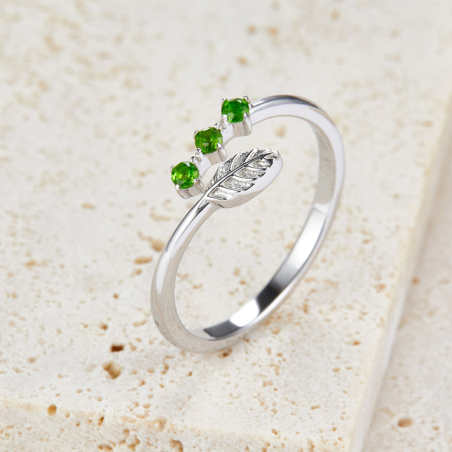 925 Silver Natural Diopside Minimalist Ring