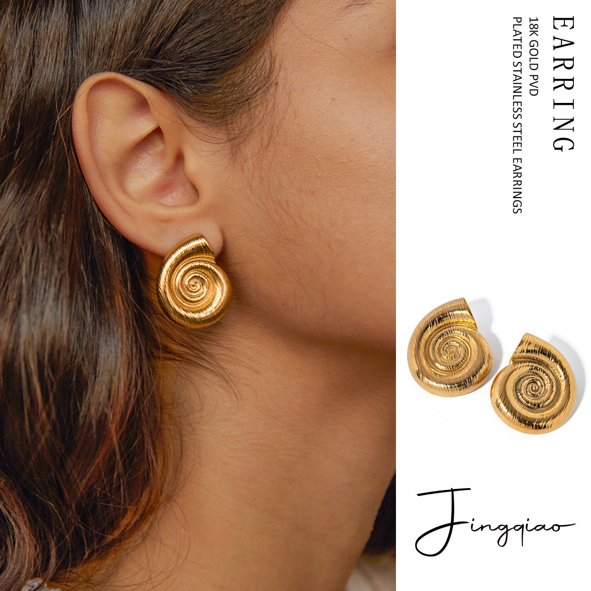 Boucles d'oreilles créoles en fil de conque pour femme