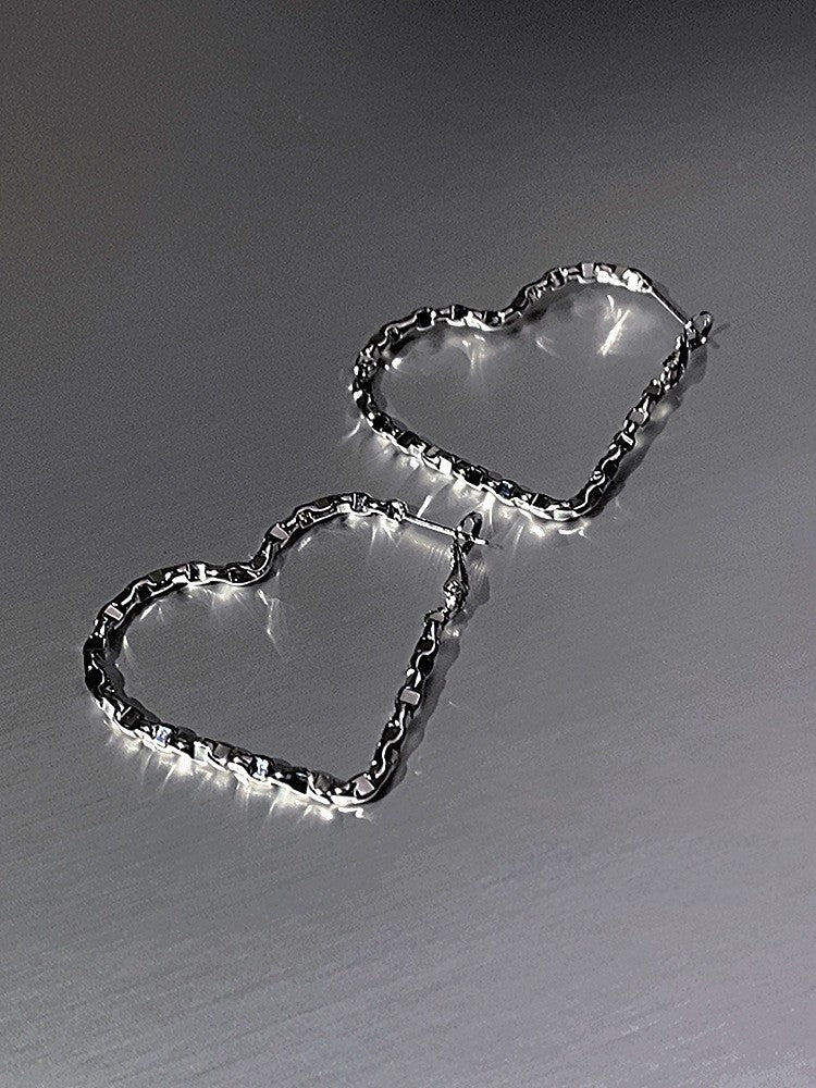 European And American Minimal Art Irregular Heart Large Earrings