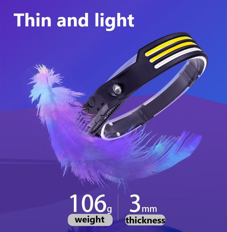 Linterna frontal LED de inducción, recargable vía USB, impermeable, para acampar, con todas las perspectivas, luz de caza