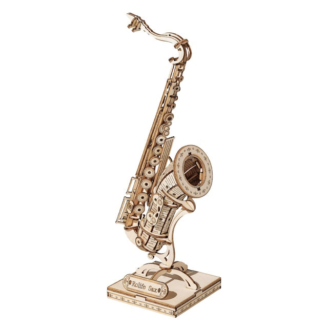 Robotime 4 sortes d'instruments de musique 3D Puzzle en bois bricolage jeu d'assemblage Saxophone batterie Kit accordéon violoncelle jouet cadeau pour les enfants